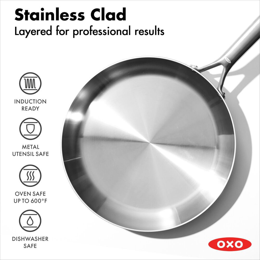 Green Pan Mira 12" Open Frypan Uncoated in Stainless Steel, , large