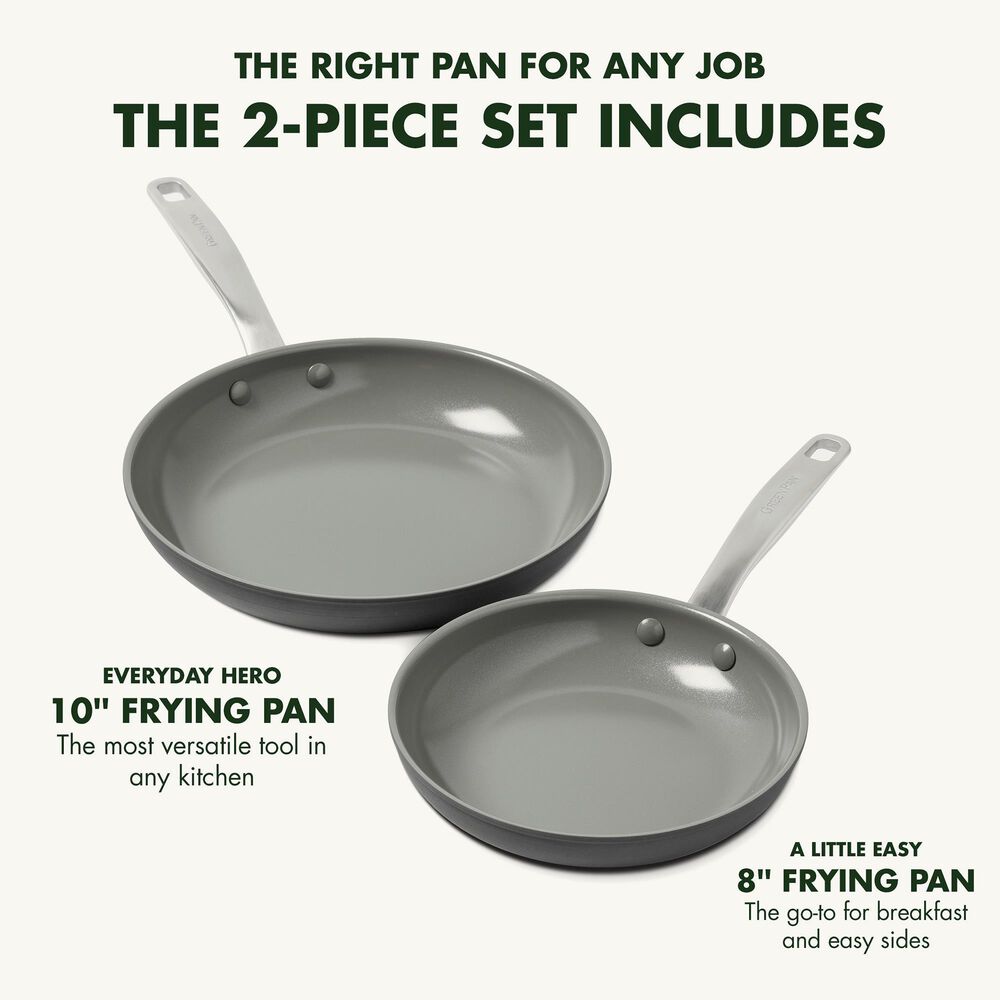 Green Pan Chatham Ceramic Nonstick 8" and 10" Open Frypan Set in Grey, , large