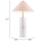 Zuo Modern Ciara Table Lamp in White Marble and Brass, , large