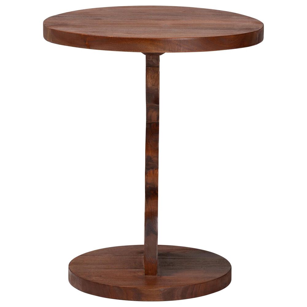 Baxton Studio Donna Nightstand with Pedestal Base in Mahogany Brown, , large