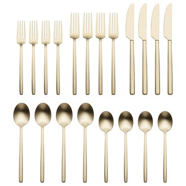 Oneida Dean 20-Piece Flatware Set in Satin Champagne, , large