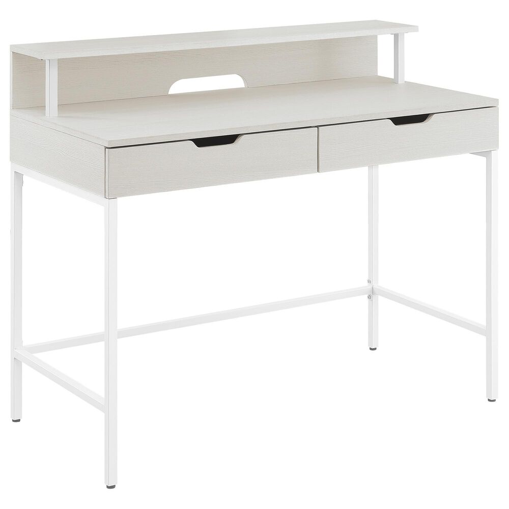 Valor Living Contempo Writing Desk with Shelf Hutch in White Oak and White, , large
