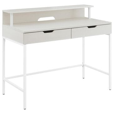 Valor Living Contempo Writing Desk with Shelf Hutch in White Oak and White, , large