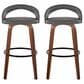 LumiSource Grotto Swivel Bar Stool with Grey Faux Leather Upholstery in Walnut Wood and Black (Set of 2), , large