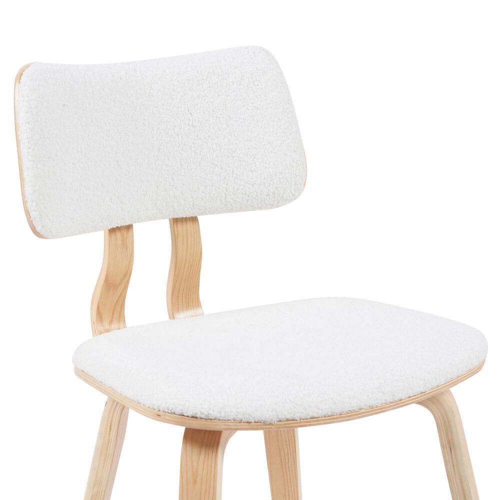Armen Living Jaguar Side Chair with White Upholstery in Oak, , large