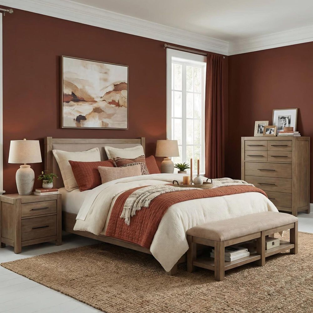 Urban Home Series 762 Brown Upholstered Full Panel Platform Bed in Brown, , large