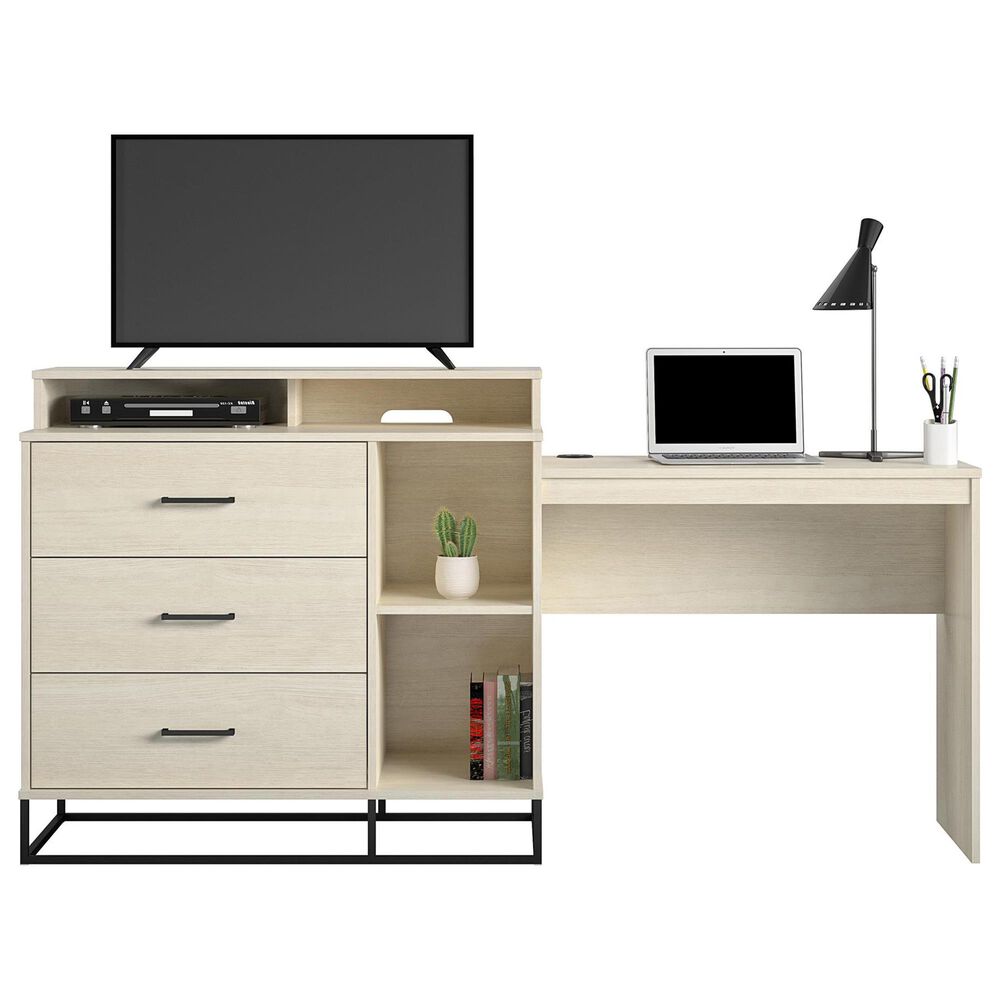 DHP Kelly 3 in 1 Media Dresser &amp; Desk in Ivory Oak, , large