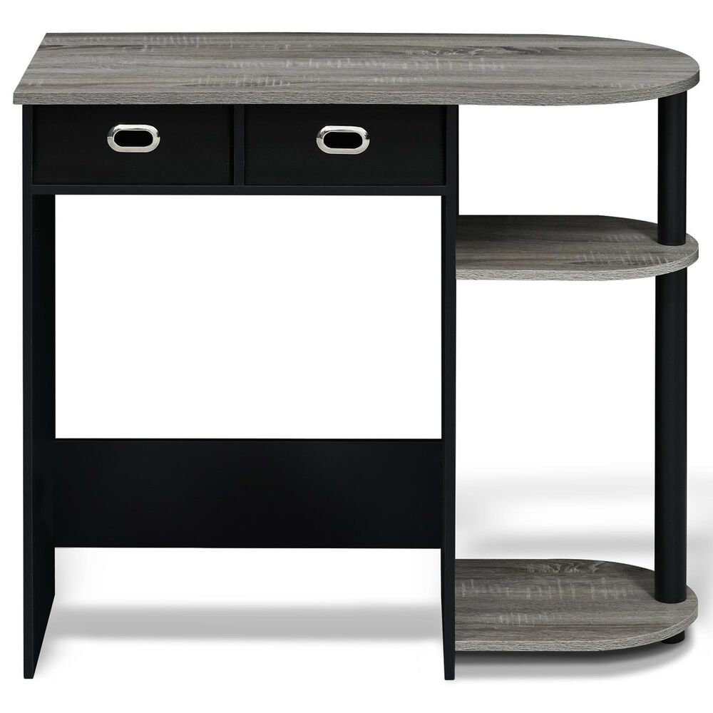 HOMLUX 32" Computer Desk with Two Drawers in French Oak Grey and Black, , large