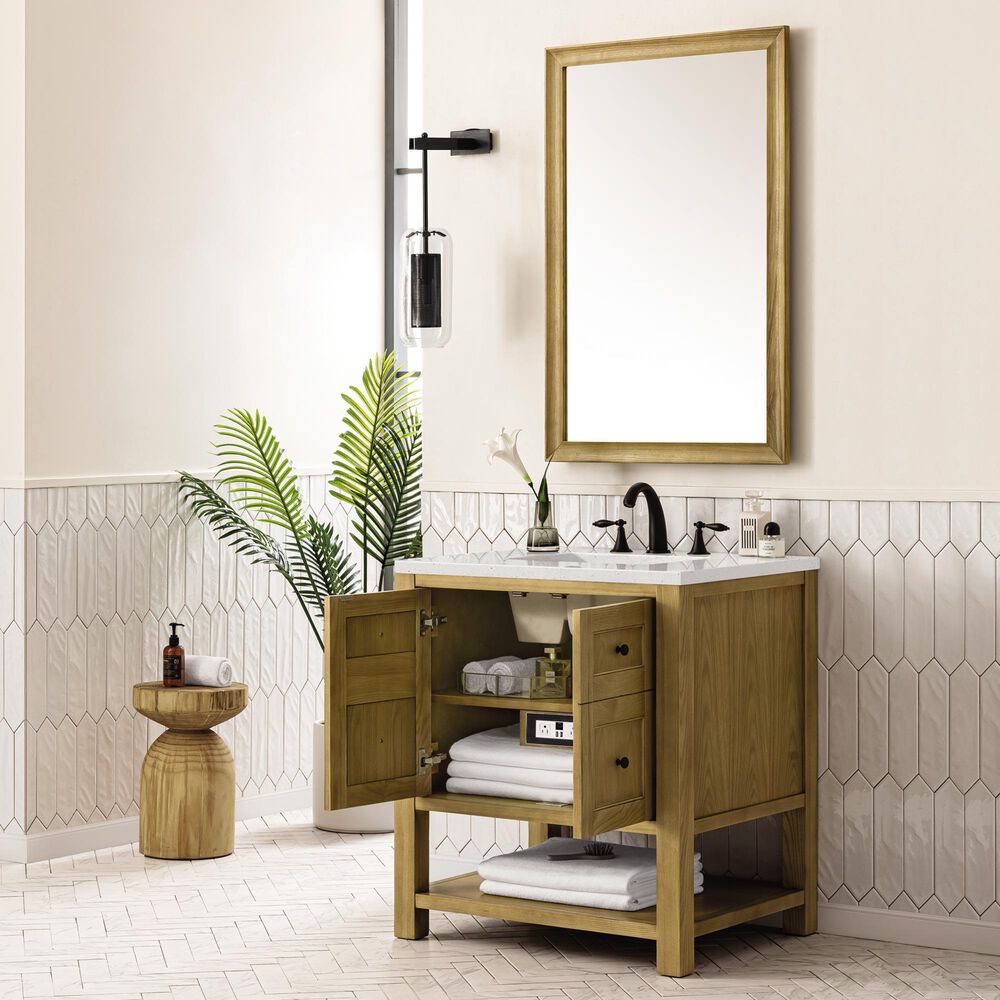 James Martin Vanities Breckenridge 30&quot; Single Bathroom Vanity in Light Natural Oak with 3 cm Lime Delight Quartz Top and Rectangular Sink, , large