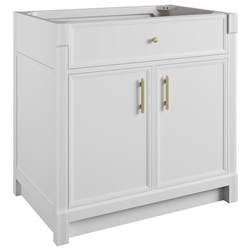 James Martin Bellshire 36" Single Bathroom Vanity in Bright White with 3 cm Siberian Silestone Top and Rectangular Sink, , large