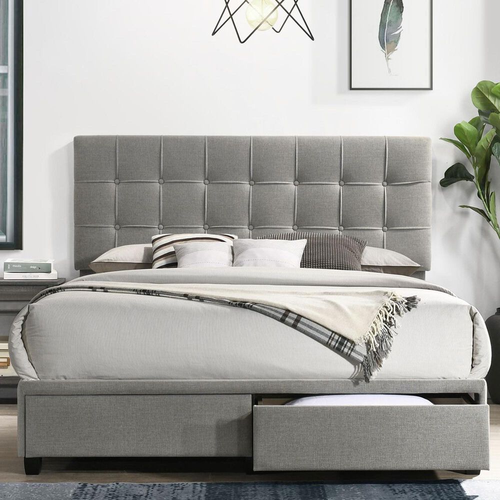 Mayberry Hill Hacienda Queen Upholstered Storage Bed in Gray NFM