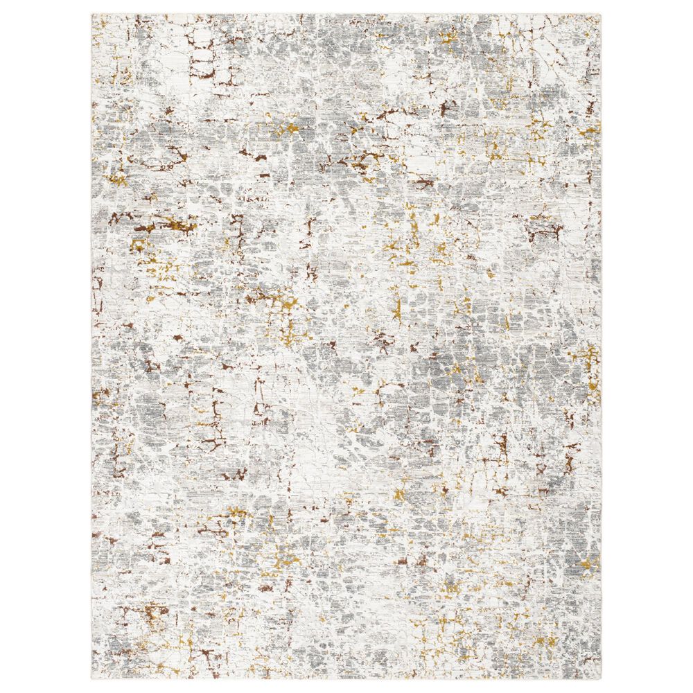 Surya Dresden White, Gray, Medium Gray, Light Slate, Mustard and Rust 7"10" x 10"2" Area Rug, , large