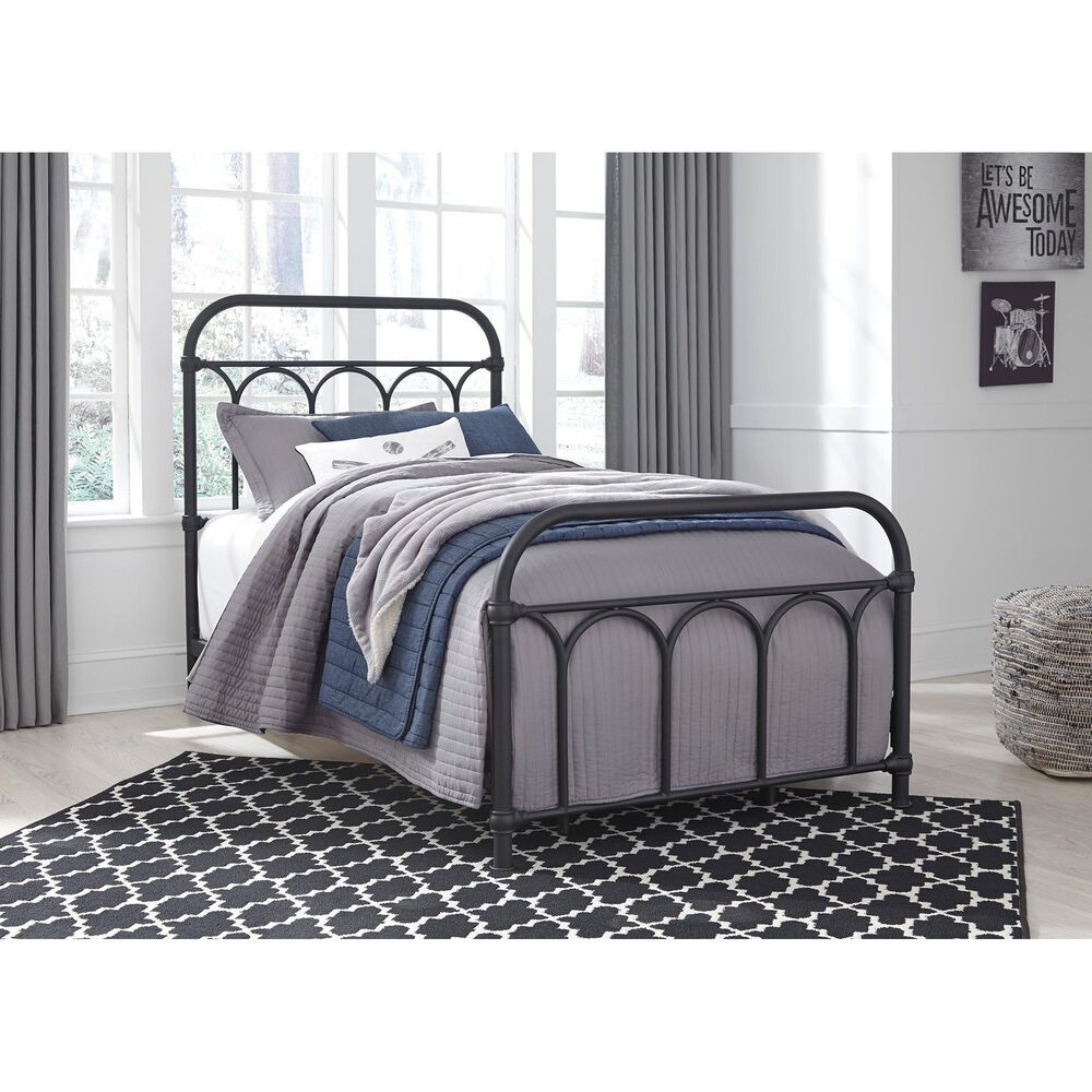 Ashley Nashburg Twin Metal Headboard/Footboard/Rails in Black, , large