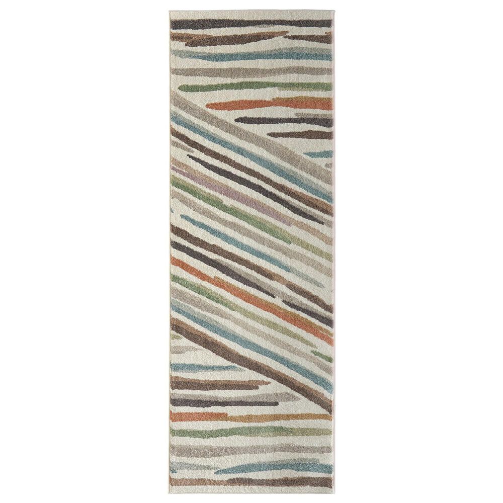 Feizy Eden Striped Ivory and Multicolor 2"6" x 7"3" Runner, , large