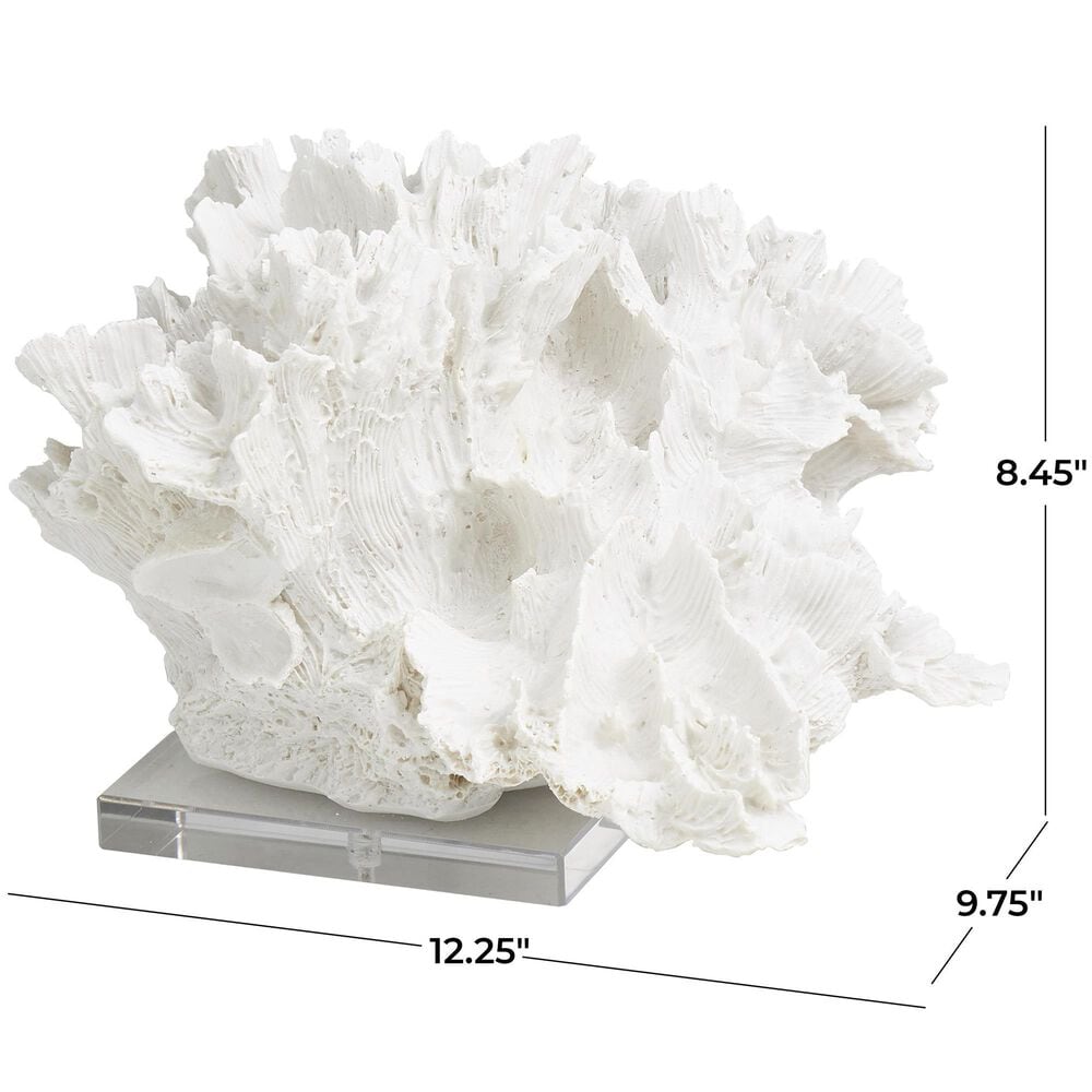 Maple and Jade Coral Decorative Sculpture in Textured White and Clear, , large