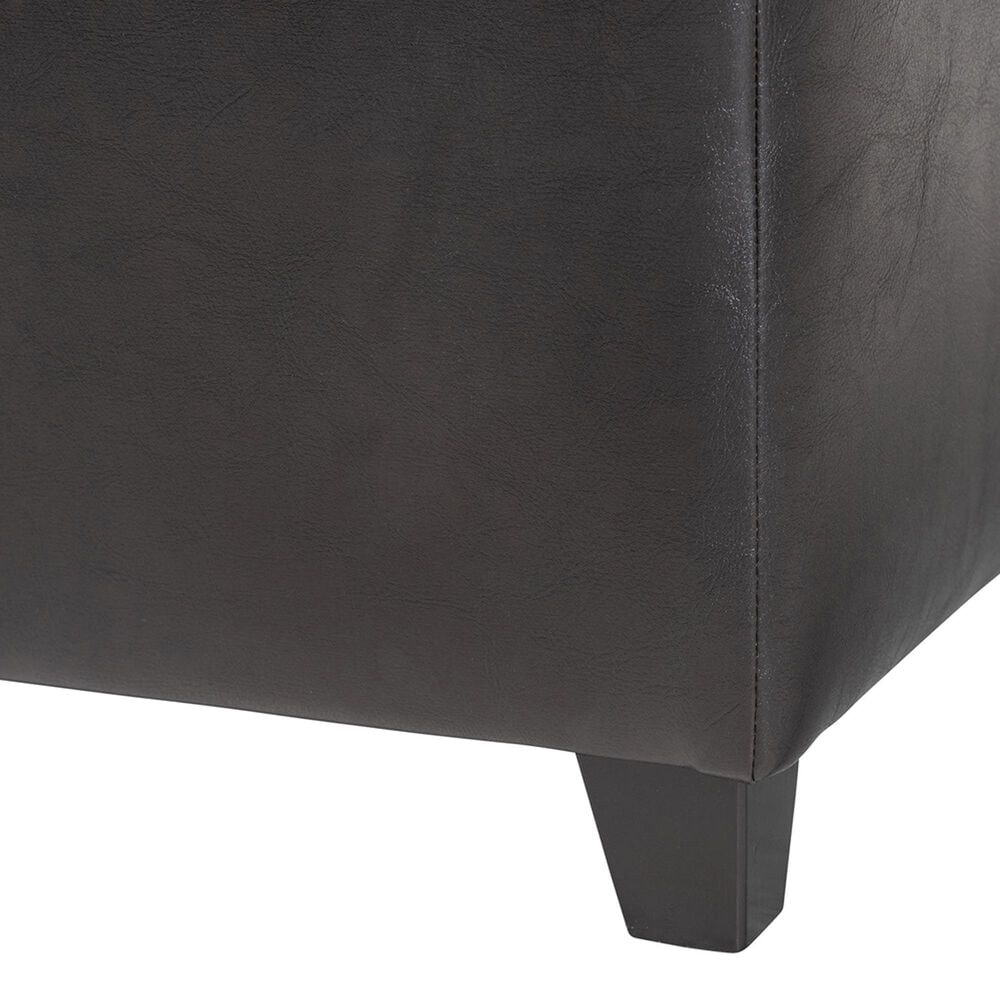 Baxton Studio Leather Cube Storage Ottoman in Dark Brown, , large