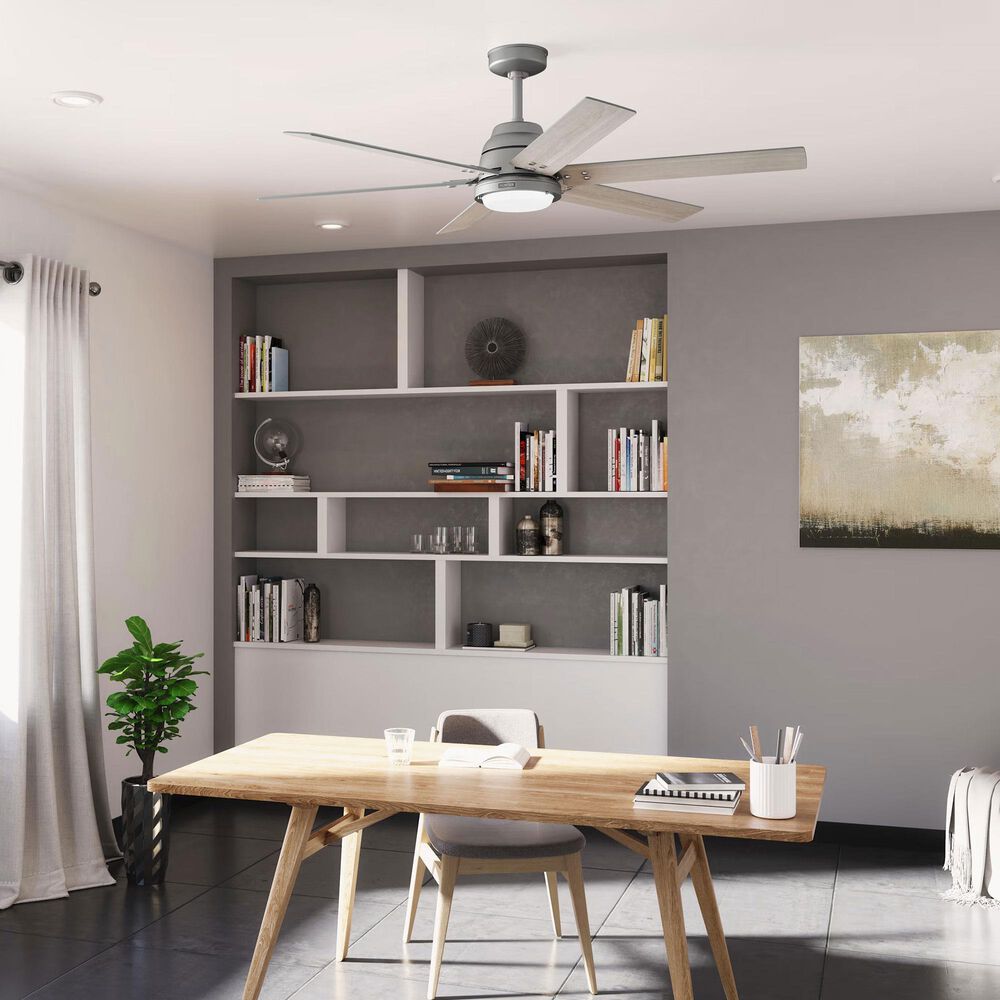 Hunter Gravity 60&quot; Ceiling Fan with LED Light in Matte Silver, , large