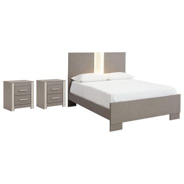 Signature Design by Ashley Surancha 3-Piece Queen Bed and 2 Nightstands Set in Gray, , large