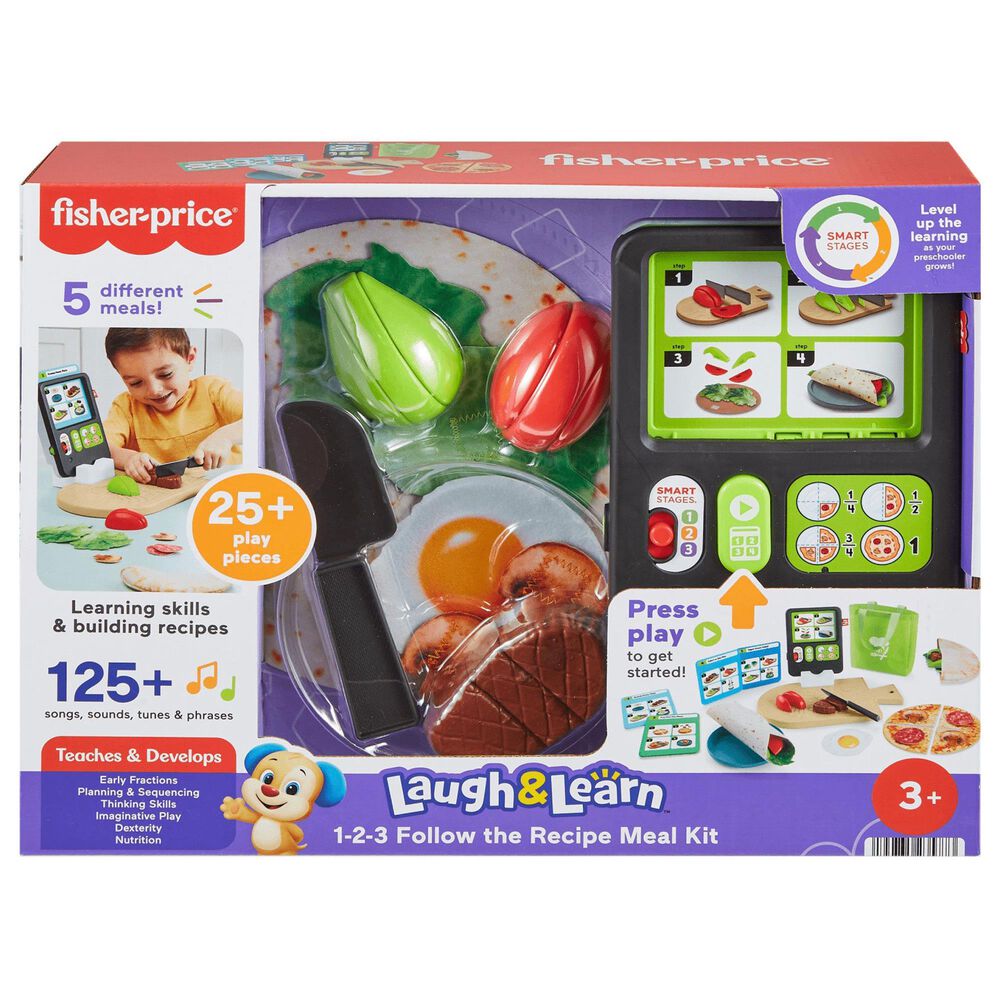 Fisher Price Laugh and Learn 123 Follow The Recipe Meal Kit Preschool Pretend Playset, , large