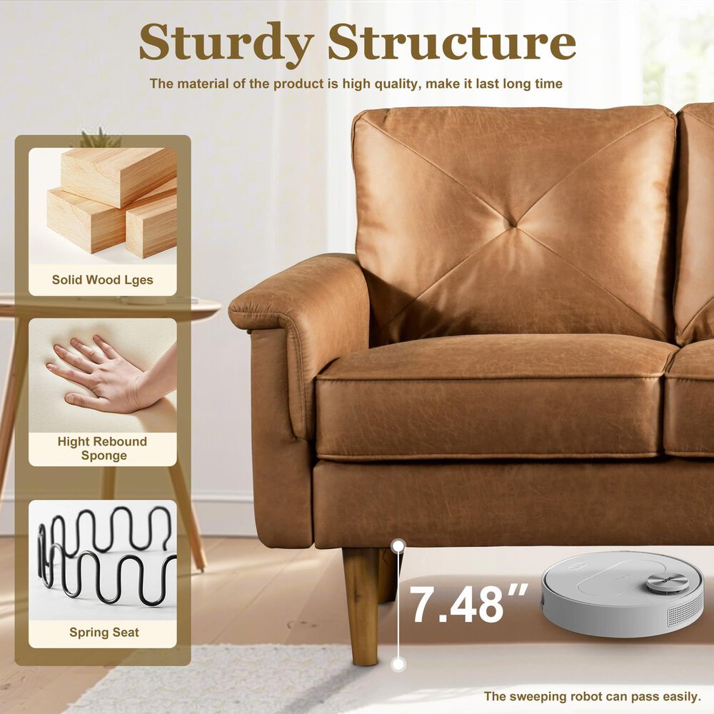 HOMLUX 72" Stationary Sofa in Light Brown, , large