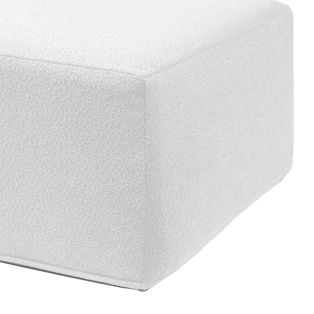 Jaxx Fairlie Boucle Fabric Ottoman in White, , large
