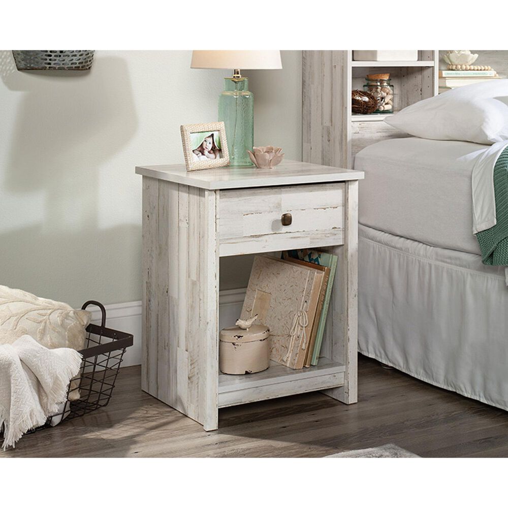 Sauder River Ranch 1-Drawer Nightstand in White Plank, , large