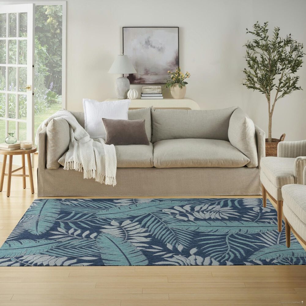 Nourison Garden Oasis GOA02 Navy 5&#39; x 7&#39; Indoor/Outdoor Area Rug, , large