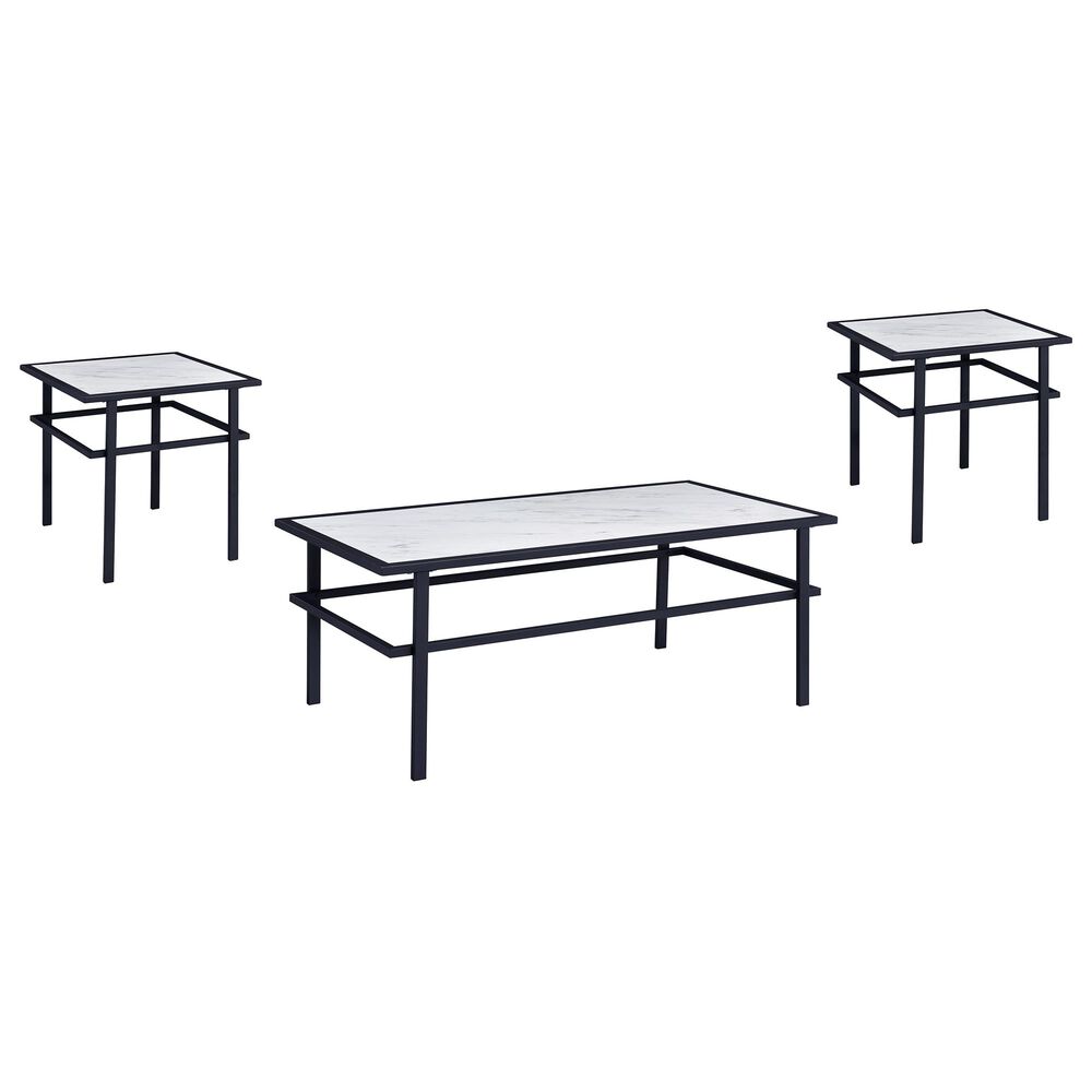 Mayberry Hill Mercer 3-Piece Table Set in White and Matted Steel, , large