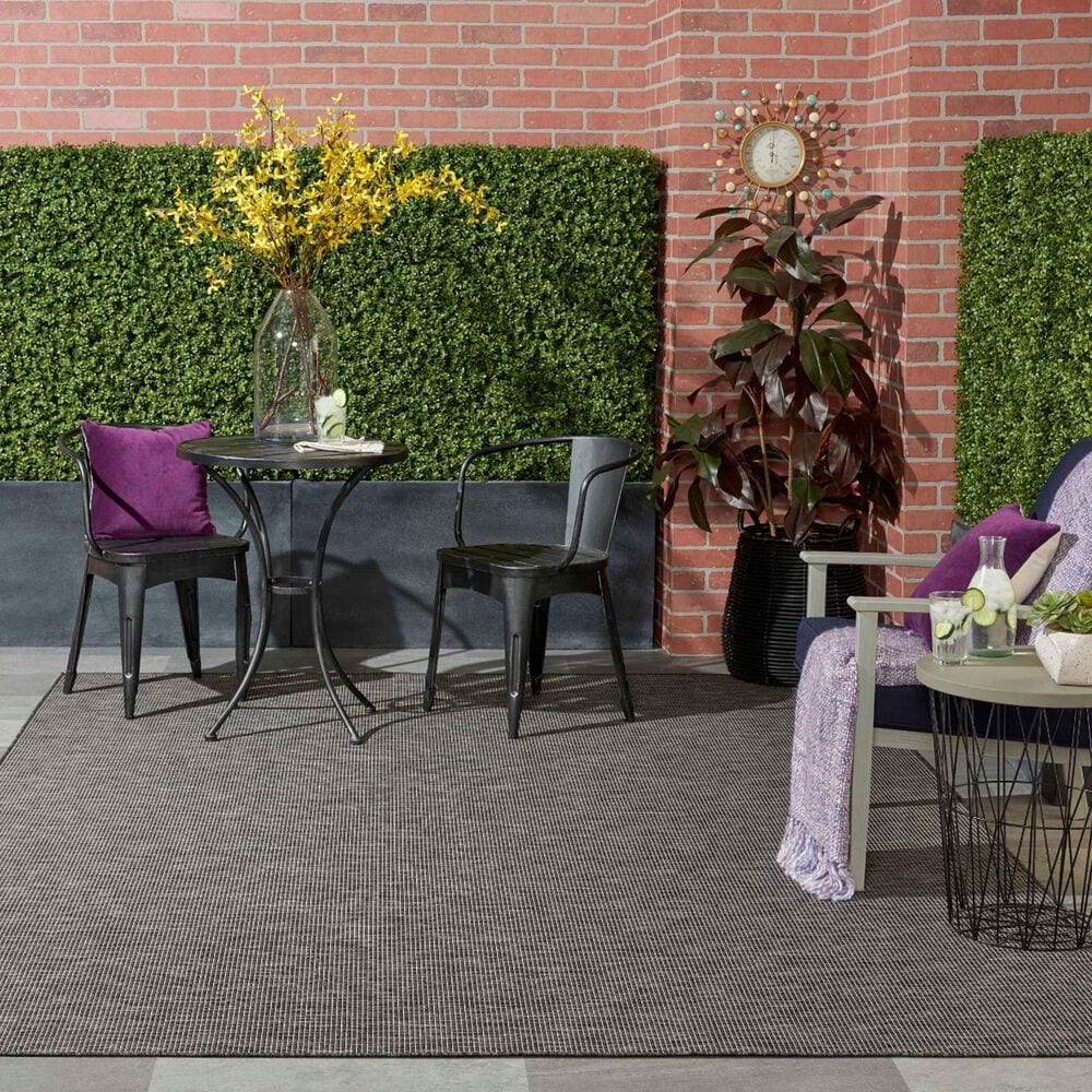 Nourison Positano 9&#39; x 12&#39; Charcoal Indoor/Outdoor Area Rug, , large