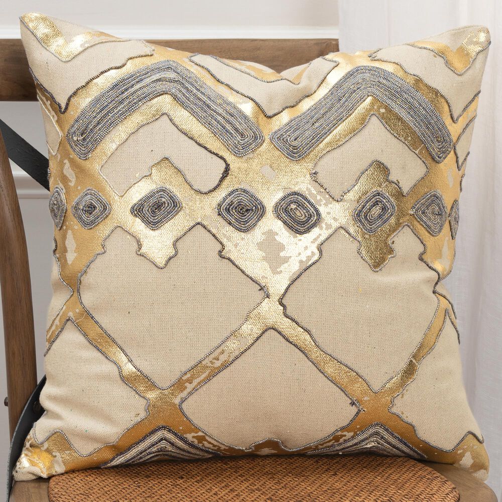 Rizzy Home Geometric 20" Pillow Cover in Natural, , large