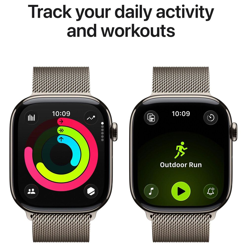 Apple Watch Series 11 (GPS+Cellular) 46mm Titanium Case with Milanese Loop - S/M in Natural and 2-Year AppleCare+, , large