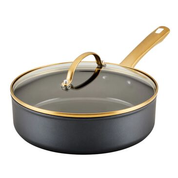 Farberware Forged Induction 3-Quart Ceramic Nonstick Saute Pan with Lid in Black and Gold, , large