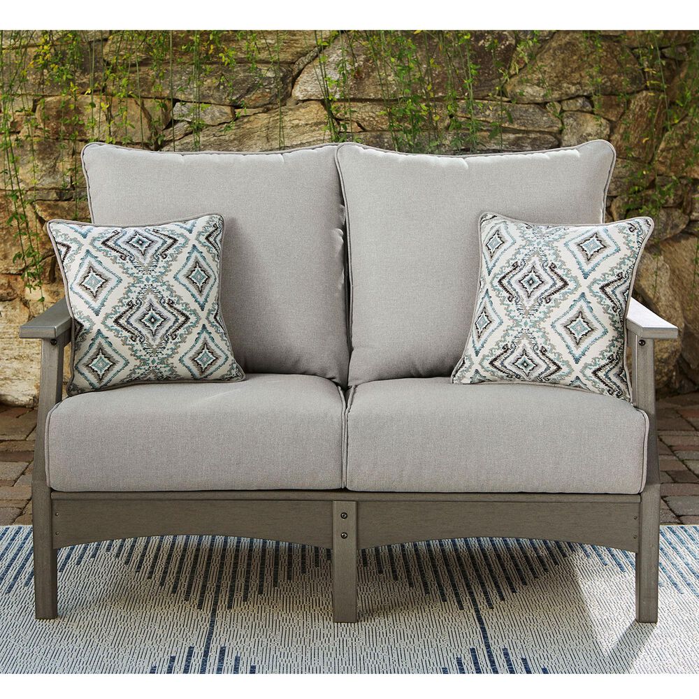 Signature Design by Ashley Visola Stationary Loveseat with Cushion in Gray, , large