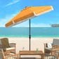 Safavieh Milan Fringe 9Ft Crank Yellow and White Outdoor Push Button Tilt Umbrella, , large