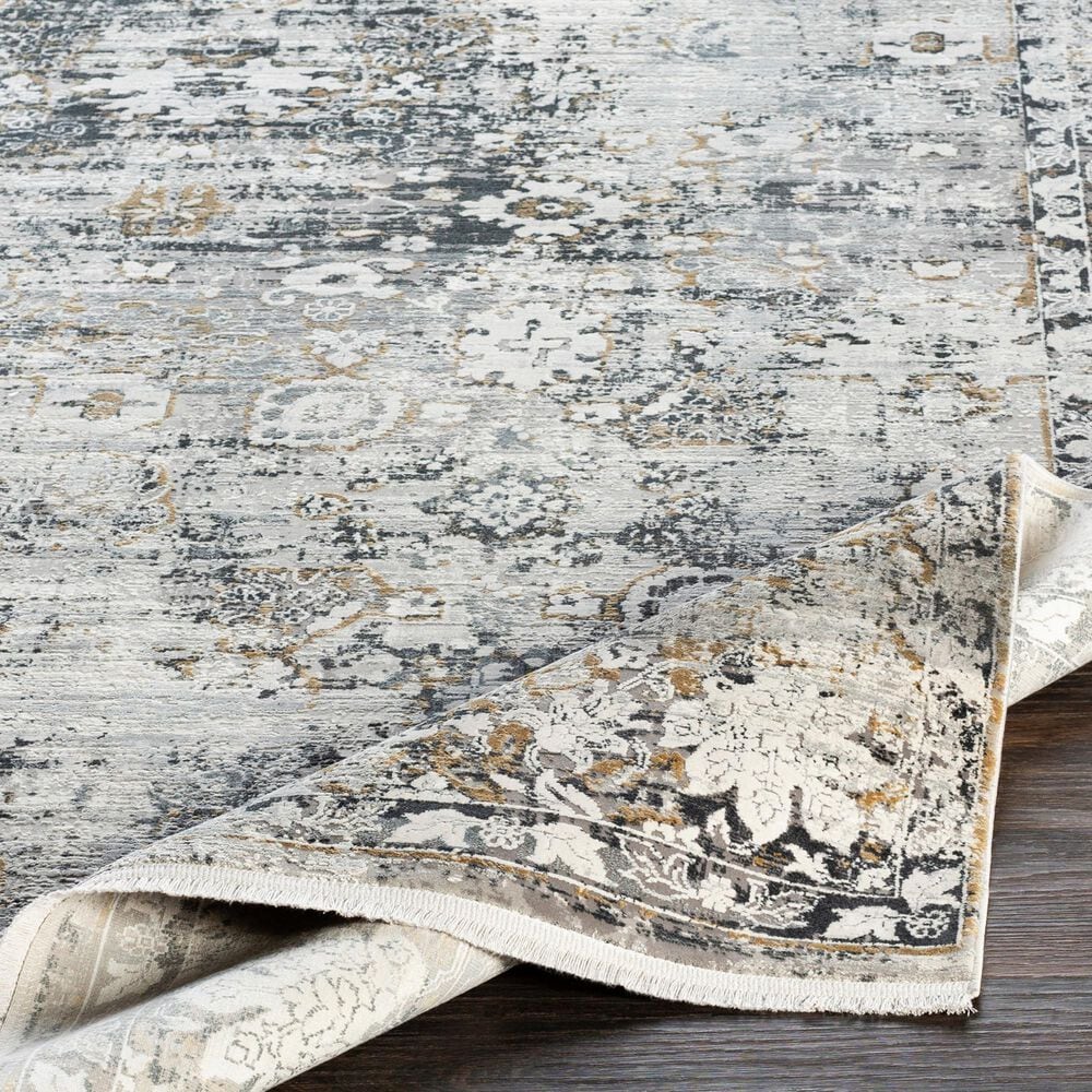 Surya Solar 6&#39;7&quot; x 9&#39;6&quot; Black, Gray, Charcoal, Saffron and White Area Rug, , large