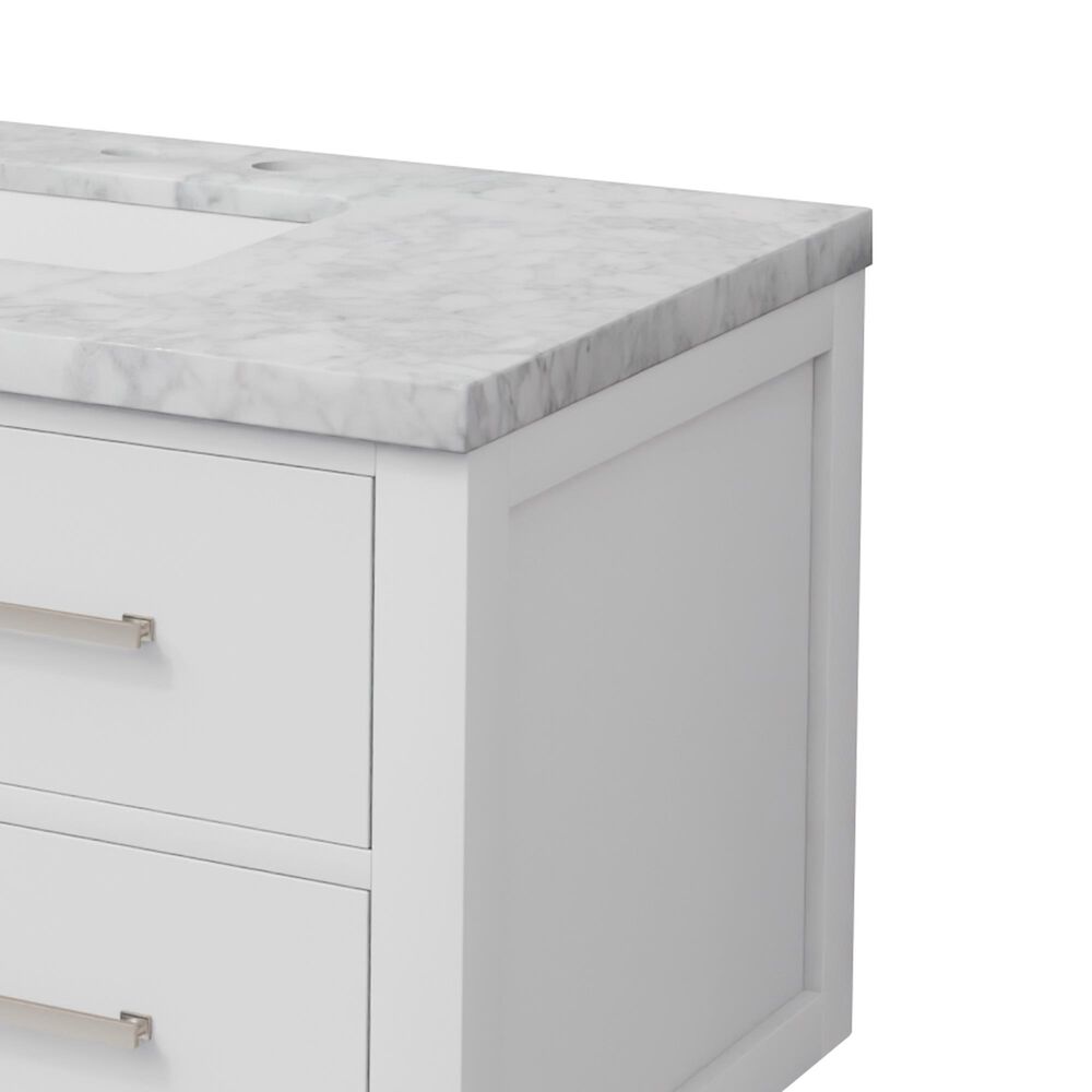 Lexora Home Castor 36" Single Bathroom Vanity in White with 2 cm White Carrara Marble Top and Rectangular Sink, , large
