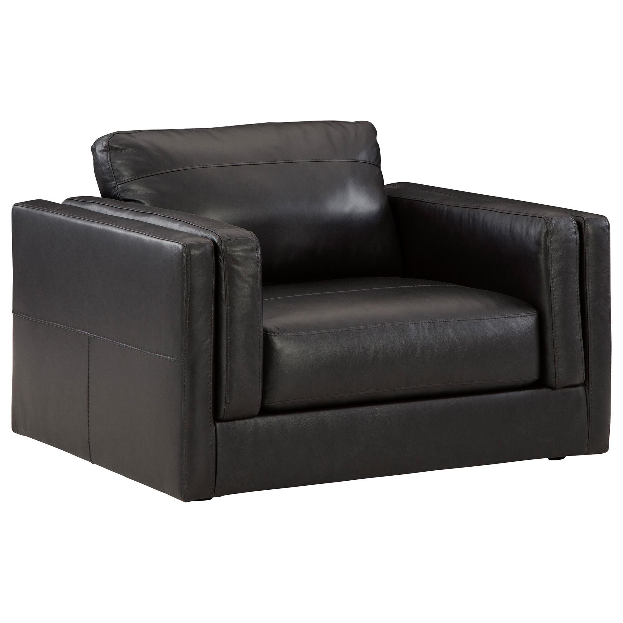 Signature Design by Ashley Amiata Oversized Leather Chair in Onyx