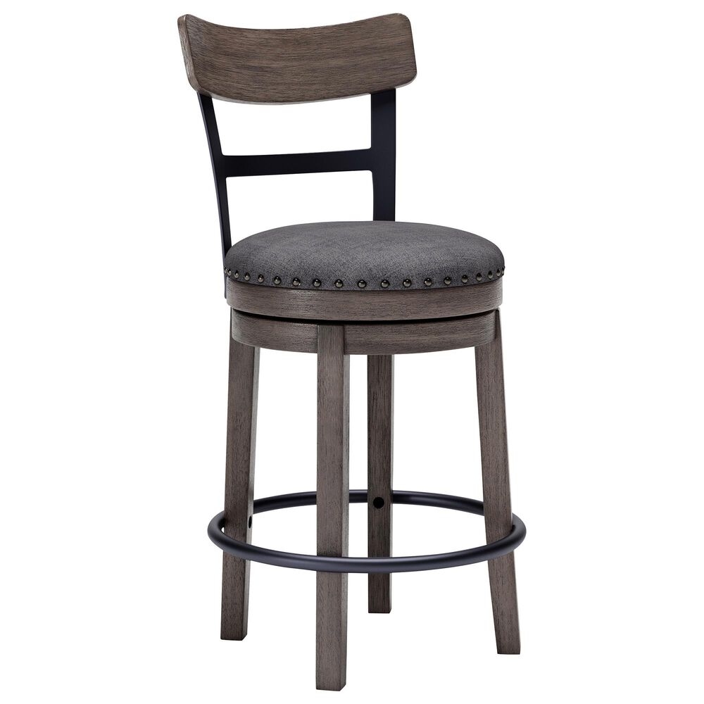 Ashley Caitbrook Swivel Counter Stool in Antiqued Gray and Black, , large