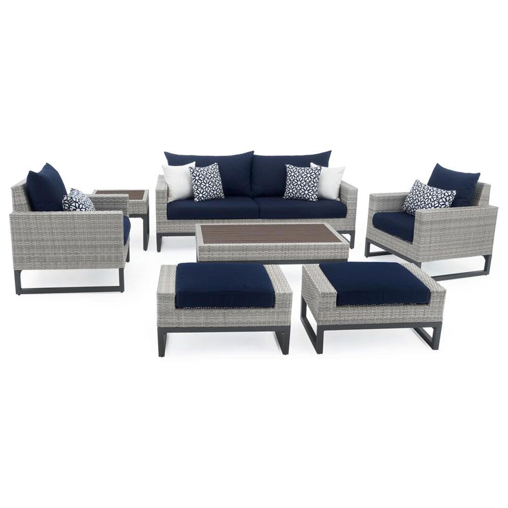 RST Brands Milo 7-Piece Sunbrella Patio Deep Seating Set in Navy Blue, , large