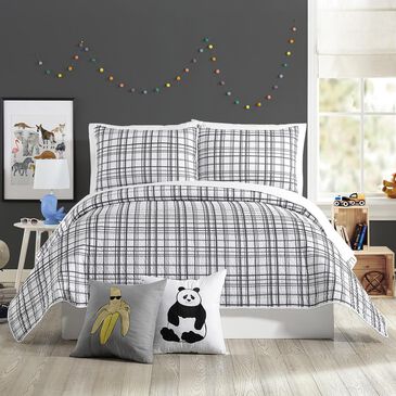 Peking Handicraft Marquis 3-Piece Full/Queen Quilt Set in Charcoal and White, , large
