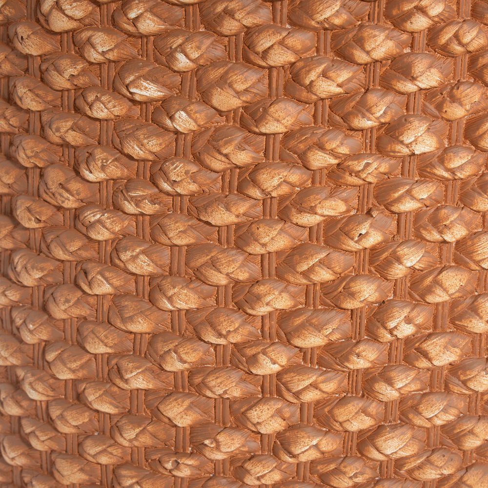 Hearth and Haven Evie Outdoor Round Side Table with Basket Weave Pattern in Brown, , large