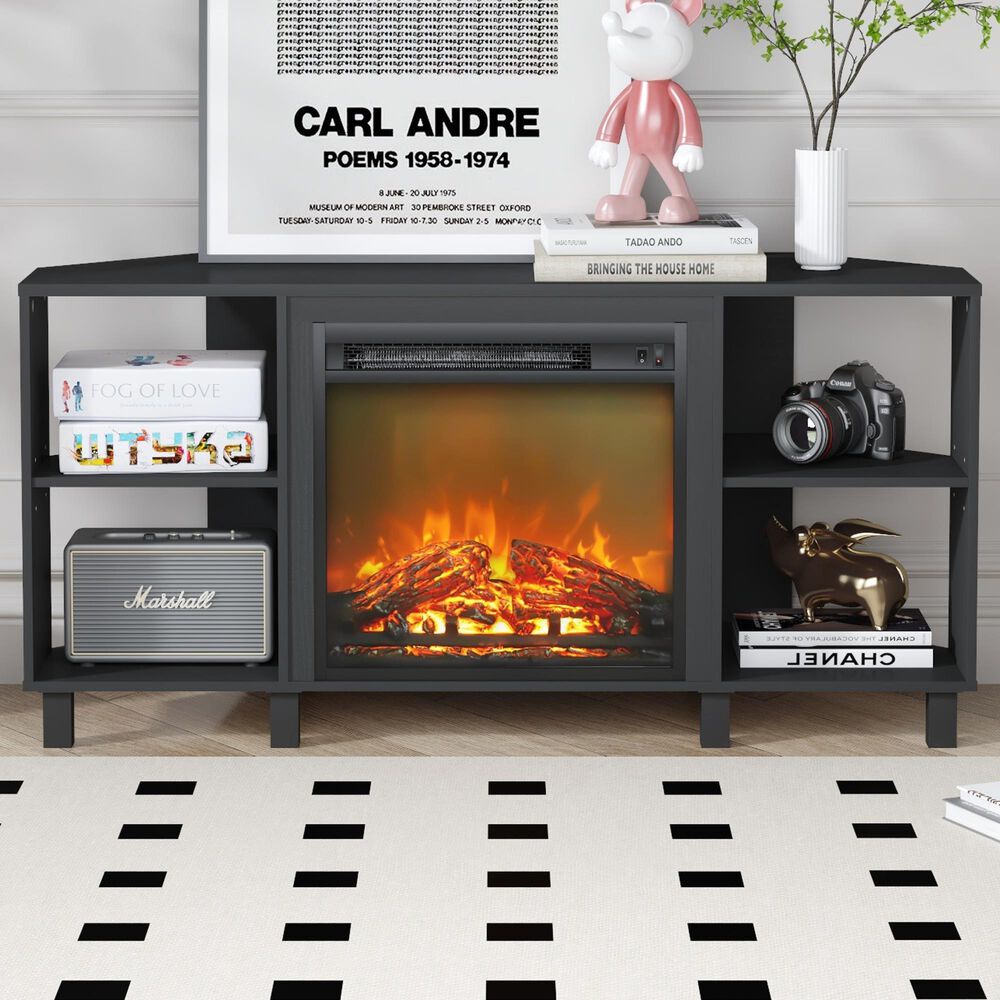 Noviland 47" Corner Fireplace TV Stand in Americano, , large