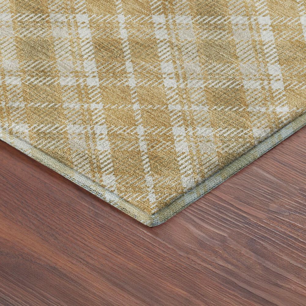 Dalyn Rug Company Soft Essentials Plaid Gold 2'3" x 7'6" Indoor/Outdoor Runner, , large