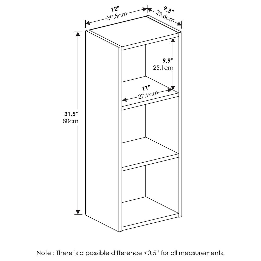 HOMLUX 3-Tier Open Shelf Bookcase in White, , large