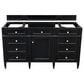 James Martin Vanities Brittany 60" Single Bathroom Vanity in Black Onyx with 3 cm Parisien Bleu Quartz Top and Rectangular Sink, , large