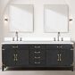 Lexora Home Laurel 84" Double Bathroom Vanity in Black Oak with White Cultured Marble Top and Rectangular Sinks, , large