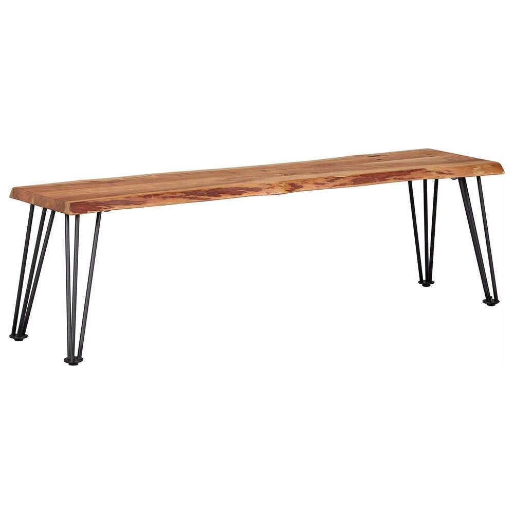 Pacific Landing Murphy Dining Bench in Natural Acacia and Gunmetal, , large