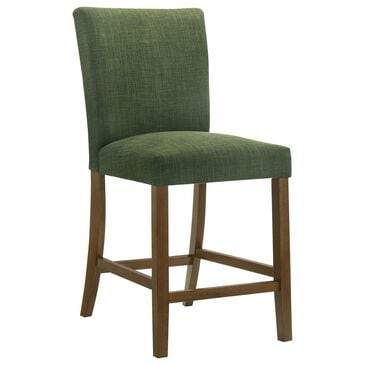 Coaster Paxton Counter Chair with Green Upholstery in Warm Brown, , large