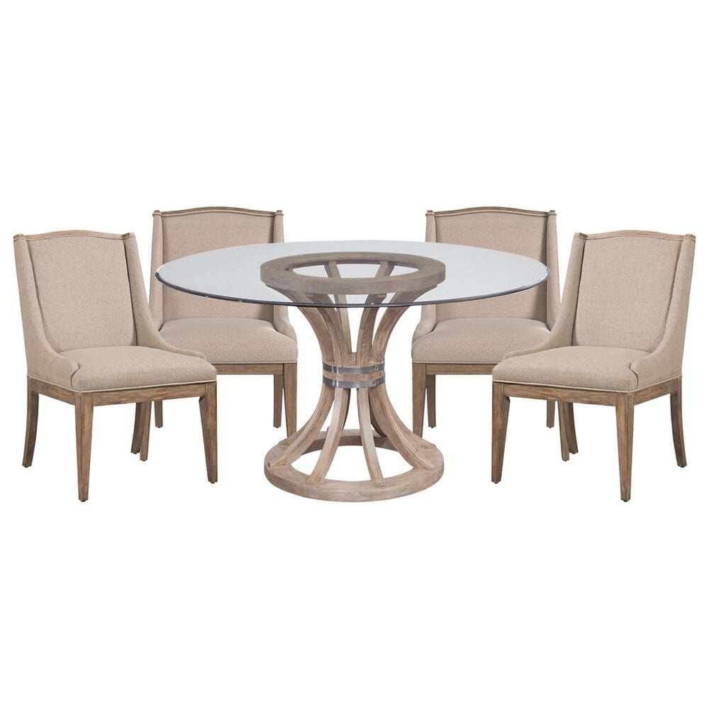 Bassett Mirror Company Sheffield and Buxton 5-Piece Round Dining Set in Weathered Natural, , large