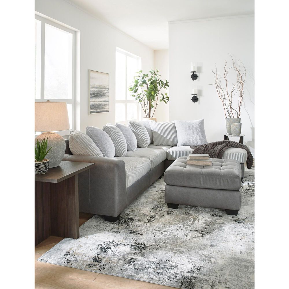 Ashley Clairette Court Oversized Accent Ottoman in Alloy, , large